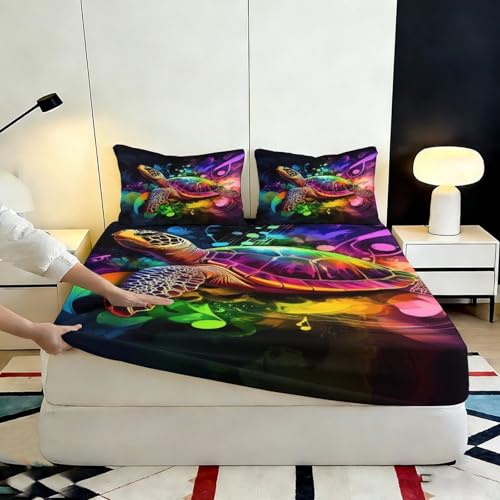 Drap-housse tortue de mer microfibre housse de matelas imprimée 3D - 7