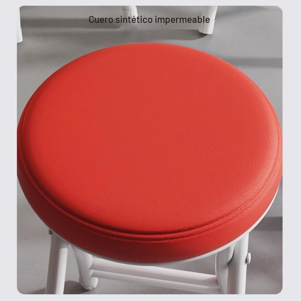 Plegable Taburete De Bar Acolchado Redondo, Taburetes Altos De Cocina, Taburete De Mostrador con Reposapiés, Ergonómica, Sin Instalación/Altura 50cm(White)