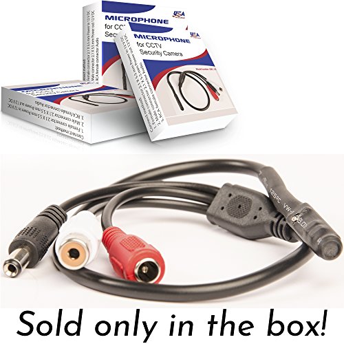 USA Sales Group CCTV Microphone with Preamp, RCA Audio Out, 12V DC &mdash; Adjustable Gain &mdash; for DVR/NVR & IP Cameras (3Pack)