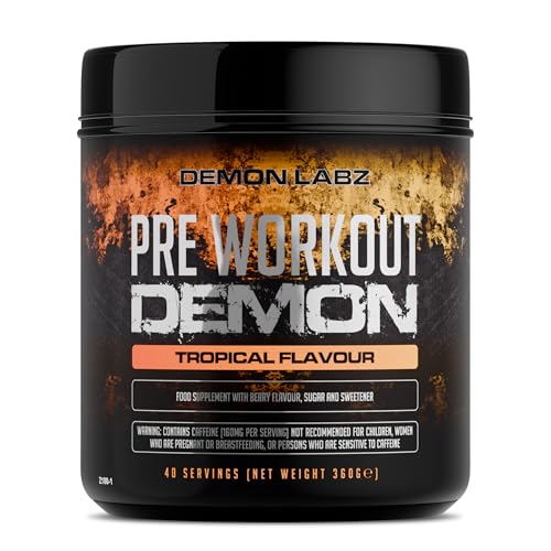 Pre Workout Demon – Pre Entreno en Polvo con Creatina, Cafeína y Aminoácidos – Sabor Tropical – 40 Raciones