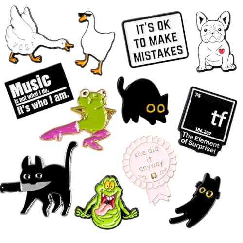 12 Pcs Funny Enamel Pins Bulk Cute Pins Aesthetic Cool