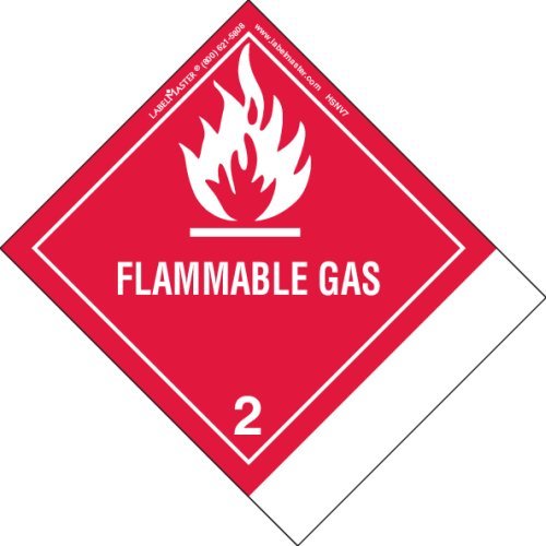 Labelmaster HSNV7 Flammable Gas Label, Blank, PVCFree Film, Standard Tab, Hazmat, 4.75" x 4