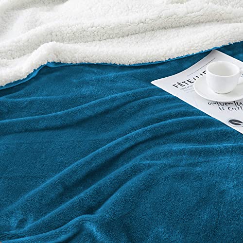 Imperial Rooms Sherpa Fleece Blanket Bed Throws Blankets For Sofas Soft Fluffy Thick Blanket Reversible Microfiber Throw (Teal - Image 4