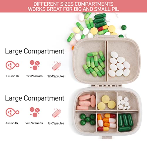 Sibba 1 Pc Personal Pill Dispenser Organizer Medicine Box Mini Compartments Container Cute Portable Case Holder Reminders For Purse Daily Office Travel Pack(For 8 Grids) #TOP4