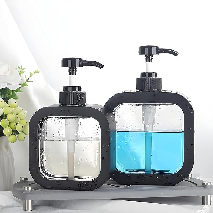 Image of MARKWELL 1 pcs Multipurpose Liquid Soap Refillable Plastic Dispenser Hand Wash, Dish Wash, Shampoo, Conditioner, Shower Gel Lotion for Bathroom and Kitchen 300ml (Pack of 1) (Multicolor)