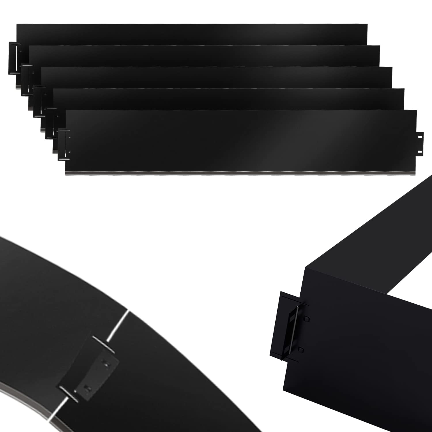 Bordure de pelouse en métal 25m - 25 pièces Bordure de Tonte, Galvanisé Flexible Bordure de Parterre Longueur par Bande Longueur 5m - Hauteur 18cm, Noir