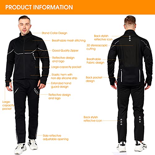 LuTuo Herren Radtrikot Set Langarm, Warme Fahrradbekleidung Set Radtrikot, Elastisch Herren Langarm Radsport anzüge, Radtrikot Langarm Winddicht, Winter Fahrradbekleidung Set Lang - Image 4