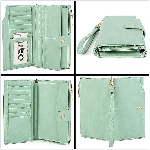 Image of UTO Wallet Women Vegan Leather Wristlet Snap Long Purse Credit Card Holder Elegant Clutch