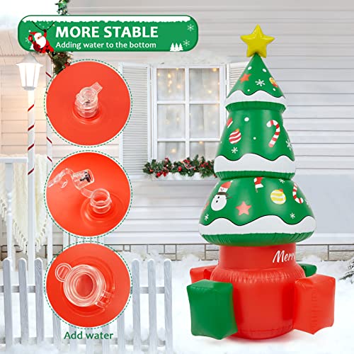 PULLAFUN 5.6 FT Christmas Inflatable Tree Blow Up Xmas Trees with Multicolor LED Lights, Christmas Tree Yard Decor for Outdoor, Garden, Lawn, Holiday Party