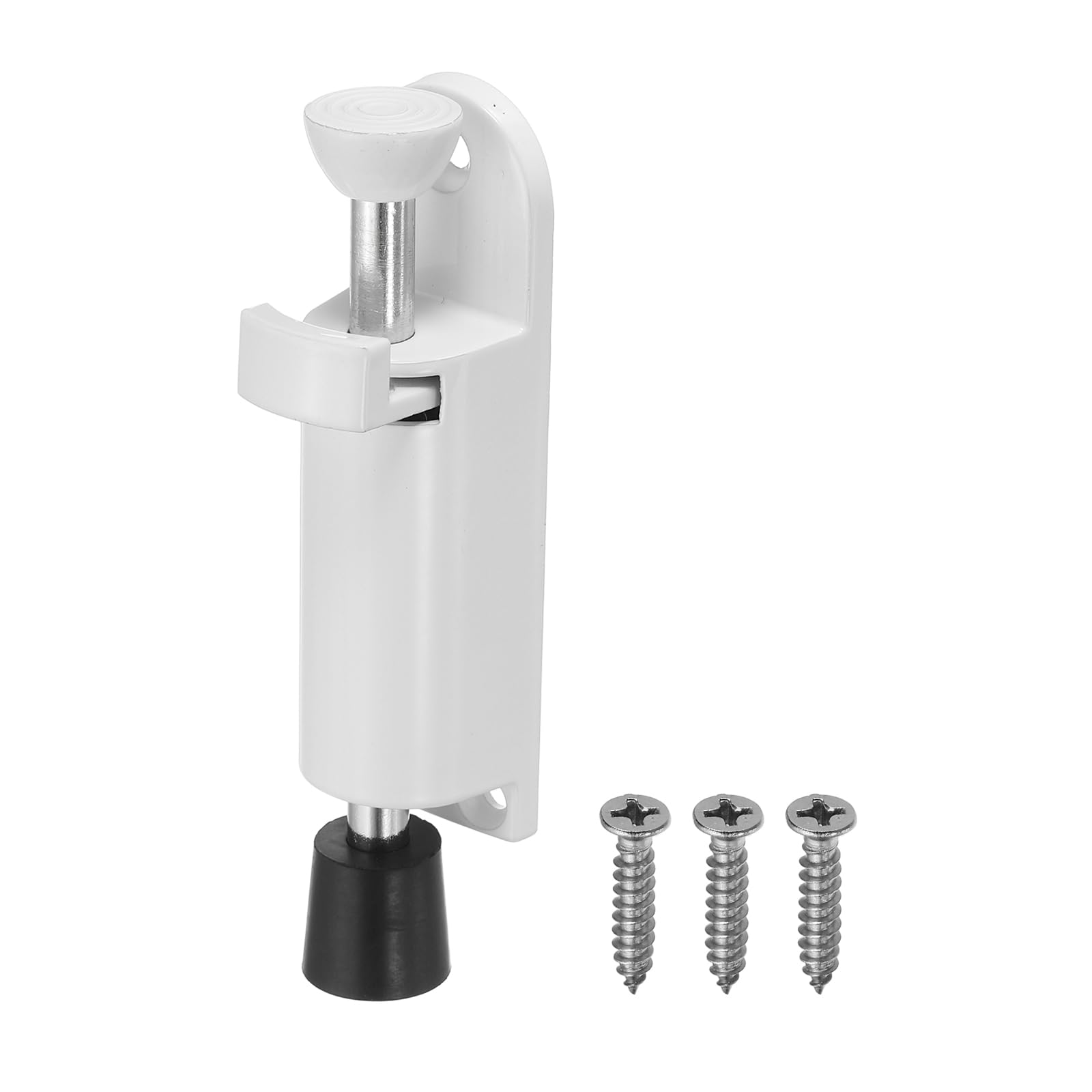 sourcing map Kickdown Door Stop, Zinc Alloy Spring Loaded Telescopic Step On/Off Adjustable Heavy Duty Foot-Operated Door Stop Holder for Ground Gap 0-25mm, White