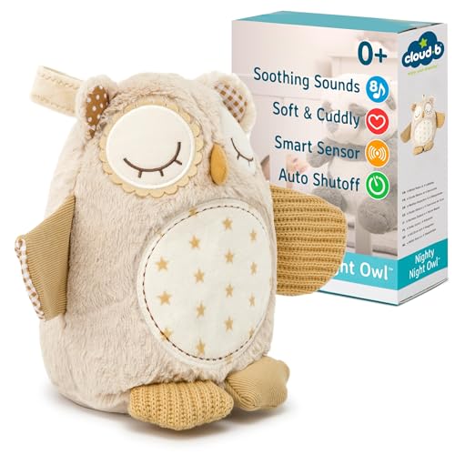 Image of Cloud b Sound Machine with White Noise Soothing Sounds | Cuddly Stuffed Animal | Adjustable Settings and Auto-Shutoff | Nighty Night Owl Smart Sensor