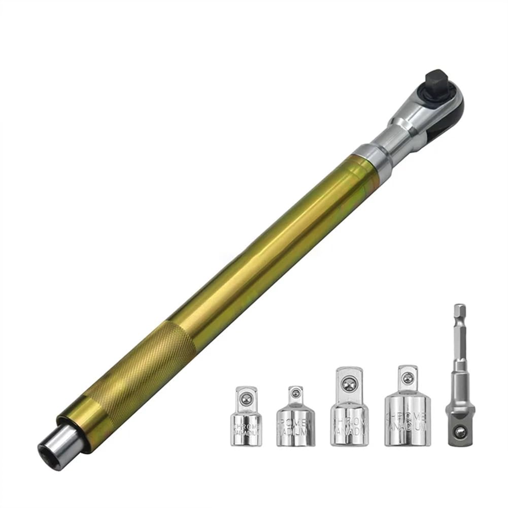 Littimoon Offset Impact Extension Wrench, High Torque Ratchet Wrench Auto Repair Tool, Manual Automatic 1/2 with 4 Adapters