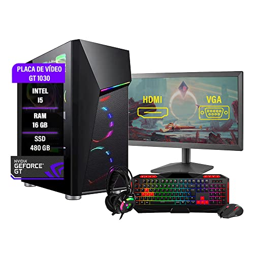 Pc Gamer Completo I5 3470 16Gb GT 1030 SSD 480GB Monitor 19'