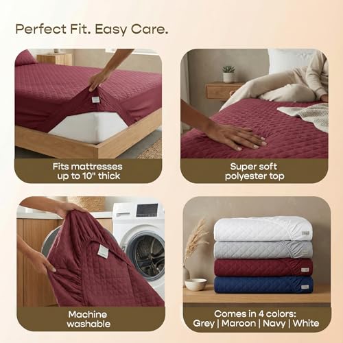 Image of SleepyCat Quilted Mattress Protector | Soft Quilted Comfort | Waterproof Backing | Everyday Mattress Protection | Multiple Sizes |(King Size, 72x72 Inches)