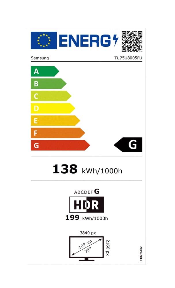 Samsung TU75U8005FUX, Smart TV 75", 4K Ultra HD QLED, HDR, LED [Versione Francese, Spagnola, Portoghese]