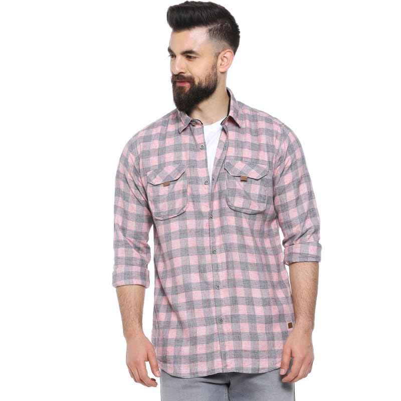 Image of CAHOOT Men's Shirt for Casual Wear | Spread Collar | Short Sleeve | Regular Fit | Button Closure | Shirt Crafted with Comfort Fit for Casual Wear
