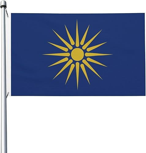 Bandera de Macedonia griega de 3 x 5 pies, poliéster duradero de doble cara, divertida pancarta decorativa para exteriores, bandera de bienvenida