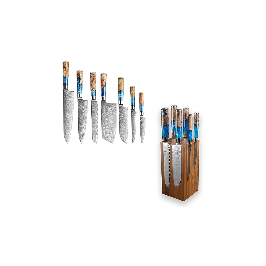 SENKEN-8-Piece-67-Layer-Damascus-Steel-Kitchen-Knife-Set-Tsunami-Collection-7-Piece-Chef-Knife-Set-with-Rotating-Knife-Block SENKEN 8-Piece 67-Layer Damascus Steel Kitchen Knife Set - "Tsunami" Collection - 7-Piece Chef Knife Set with Rotating Knife Block