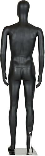 Miniatura 5 de Maniquí masculino de cuerpo completo  Figura de exhibición negra mate de 74 pulgadas de alto con cabeza de huevo, piezas desmontables y soporte de