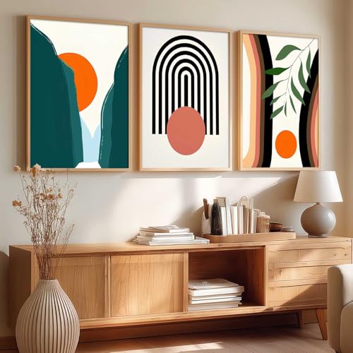 Image of kotart Home Decor Boho Painting Decorative Wall Art | Aesthetic Poster With Frame For Living Room Bed Room Hotel Wall Decor Digital Reprint Set of 3 (20x30 Inch)