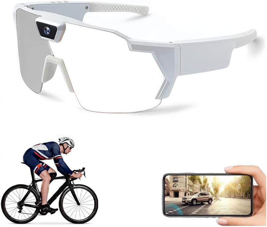 POV Glasses 4K Baseball Glasses with Camera Smart Camera Glasse for Men Women Sunglasses with Cameras with 32GB SD Card