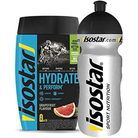 Isostar Hydrate & Perform Iso Drink - 400 g isotonisches Getränkepulver - Elektrolyt Pulver zur Unterstützung der sportlichen Leistungsfähigkeit - Grapefruit + 0,5 Liter Flasche Cover