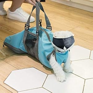 Cinf Cat Nail Clipping Cleaning Grooming Restraint Bag (Free Muzzle) No Scratching Biting for Bathing Nail Trimming Injecting Examining (Blue,M)