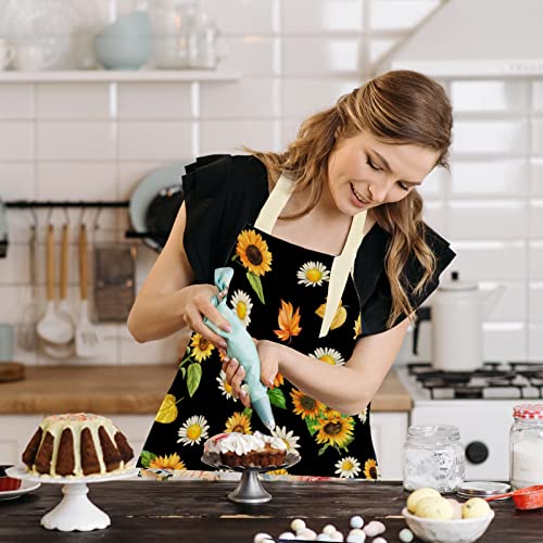 Tpqka Women Apron, Adjustable Kitchen Chef Cooking Work Apron Gift For Mom,Wife, Grandma, Mother Christmas Halloween Birthday Garden(Yellow) #TOP3
