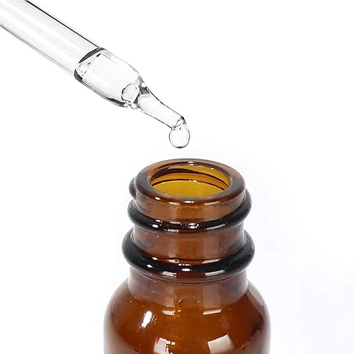 Miniatura 2 de Paquete de 30 botellas de vidrio ámbar de 0.7 fl oz con cuentagotas y tapa negra, botellas de aceite esencial rellenables, envases cosméticos