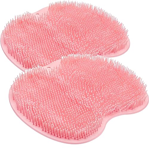 Tradecom フットブラシ 足洗いマット 足裏ブラシ フットケアブラシ 人気 垢すり お風呂グッズ スポンジ アカスリ 足裏 消臭 角質除去 臭い防止 フットケア ブラシ 足 ケア かかと お風呂 (ピンク 2枚セット)