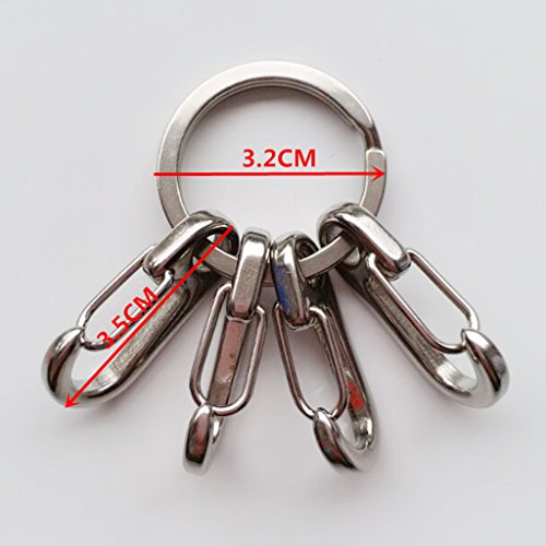 Chaveiro Homyl de aço inoxidável resistente com compartimento para chaveiro de 32 mm com 4 fivelas p