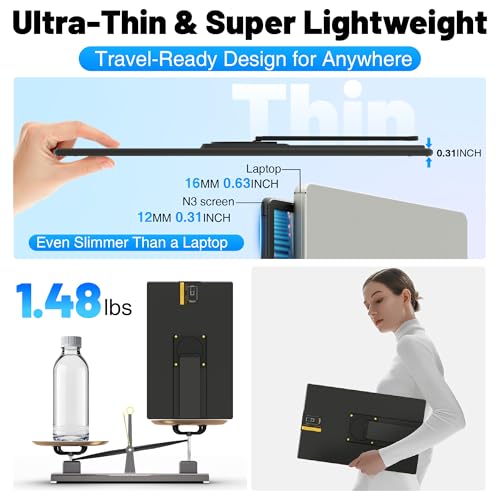 Image of CIDETTY 16 inch Laptop Screen Extender, 1920x1200 FHD Portable Monitor for Laptop, 360 Magnetic Stand Travel Second Screen for Mac, Windows, Android Phone
