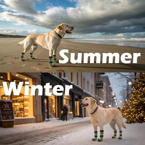 EXPAWLORER Meias para cães para evitar lamber patas, 4 peças de meias antiderrapantes de dupla face
