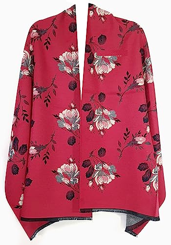 Pashmina style cachemire rouge GFM® idée cadeau chaleureux automne hiver