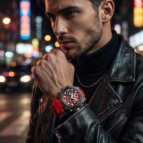 Image of V2A Stryke-TERRAX 5220 Analog-Digital Sports Watch for Men | Bold 3D Dial Design | 50M Waterproof Quartz Watch with Alarm, Stopwatch, Day-Date & Backlight | Rugged Everyday Performance