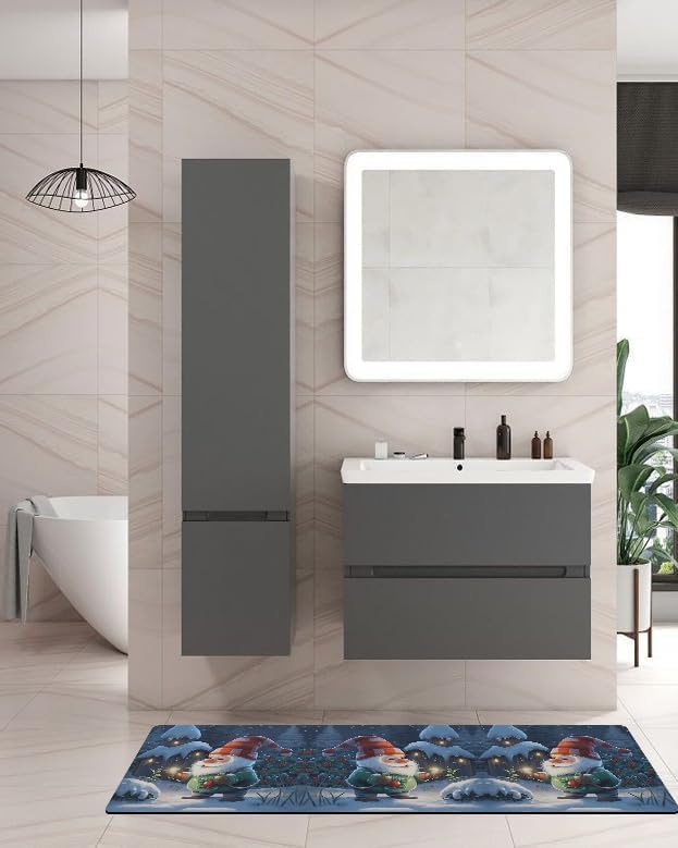 Miniatura 2 de Tapete de baño de gnomos de invierno para bañera, tapete antideslizante de secado rápido y absorbente, tierra de diatomeas, fregadero, dormitorio,