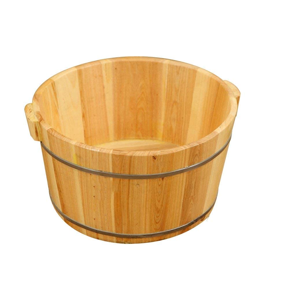 Secchio per Pediluvio in Legno Naturale, Botti di Legno Bacino per Pedicure 21 Cm Pediluvio Fondo Piatto Lato Singolo Pediluvio Barile Pino Decorazione Regalo Comfortable Anniversary