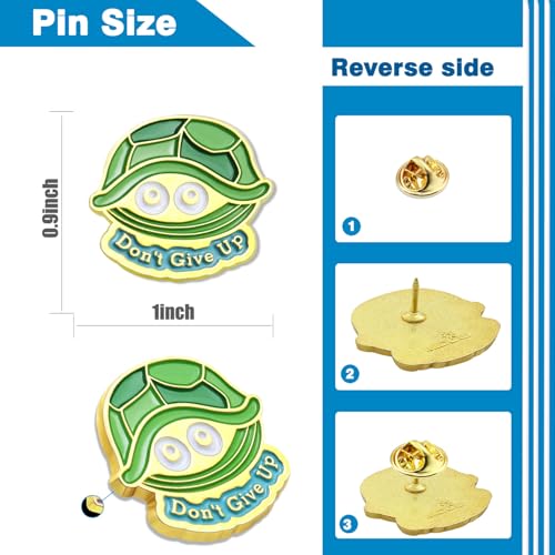 Image of 10 /20 /50 /100 /Pcs Don't Give Up Turtle lapel Pins Bulk - Inspirational Gifts Badge Hope Buttons Souvenir For Men Women