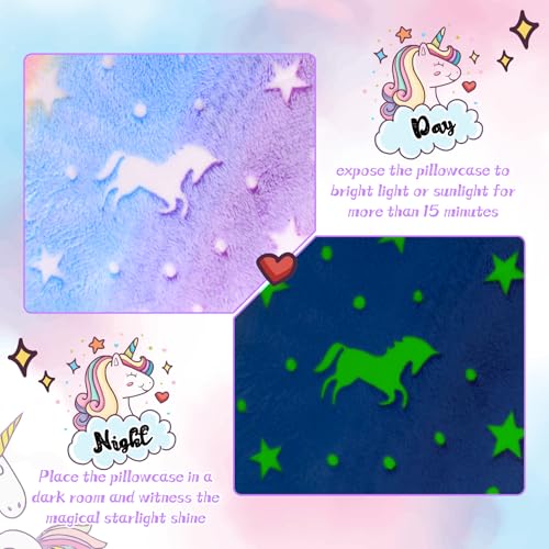 Image of Cloele Body Pillow Cover,Purple Unicorns,Glow in Dark,21x54 in | Long Pillow Cases,Full Length Pillow Case,Ultra Soft, Body Pillowcase for Kids Girls, Decorative,Only Cover