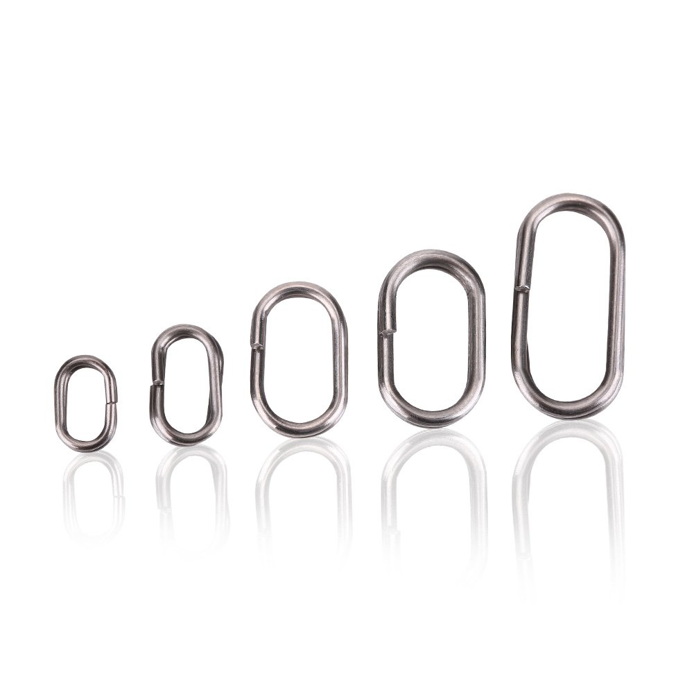 GOTOTOP 100Pcs Oval Split Rings Stainless Steel Open Jump Rings Silver Fishing Split Ring Swivel Snap Carp Fishing Lure Tackle Connector Keyrings Keychains Keys Holder, 5-Sizes(6x10mm)