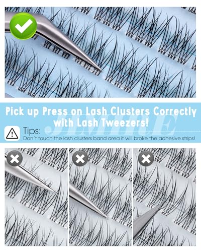JIMIRE Self Adhesive Eyelashes Natural Pre Glued Lash Clusters No Glue Needed Press on Lashes Wispy Reusable Self Adhesive Cluster Lashes Eyelash Clusters Easy to Apply 9-12MM - Image 6