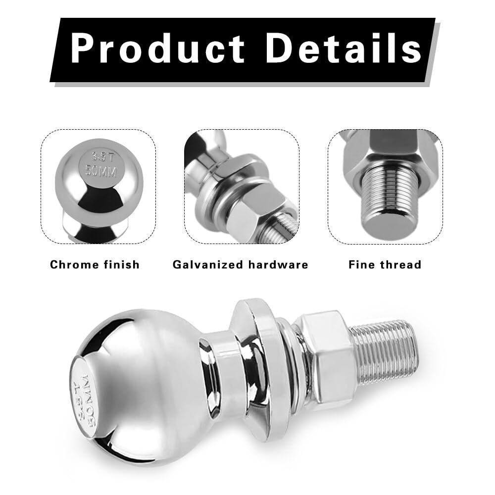 Gancio Traino A Sfera Da 50mm Per Trattore - Capacità 3,5 Tonnellate, Acciaio Forgiato Cromato Per Rimorchi E UTV - Foto 9