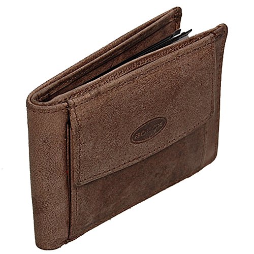 BOCCX kleine Herren Geldbörse Leder Portemonnaie Geldbeutel Herrenbörse 16 Kartenfächer 40015 GoBago (Braun)