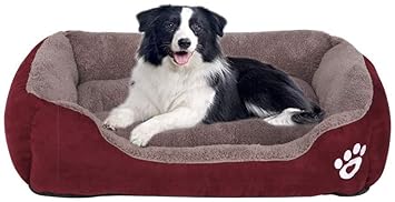 Mokshith Soft Washable Dog Cat Bed, Waterproof Oxford Dog Basket Bed for Puppy Small Medium Large Dog Cat, Soft Warm Fleece Dog Cuddler Bed Bolster Lounge with Non Slip Water Resistant Base (L)