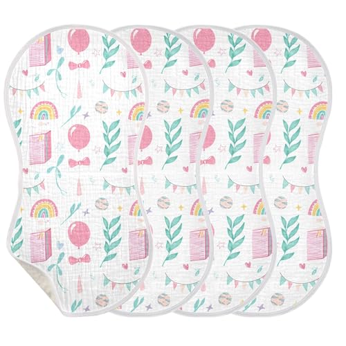 xigua Rainbows Muslin Baby Burp Cloths Set of 1, Super Soft & Absorbent Burping Rags, Cotton Burp Clothes Shower Gift for Newborn, Baby Girls and Boys3