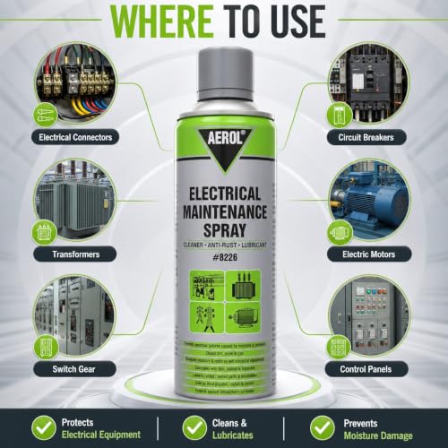 Image of Aerol Electrical Maintenance Spray Grade 8226 (343g /500ml) | Multi-Purpose Lubricant, Penetrant & Cleaner for Metal Contact Surfaces | Anti-Corrosion Protection
