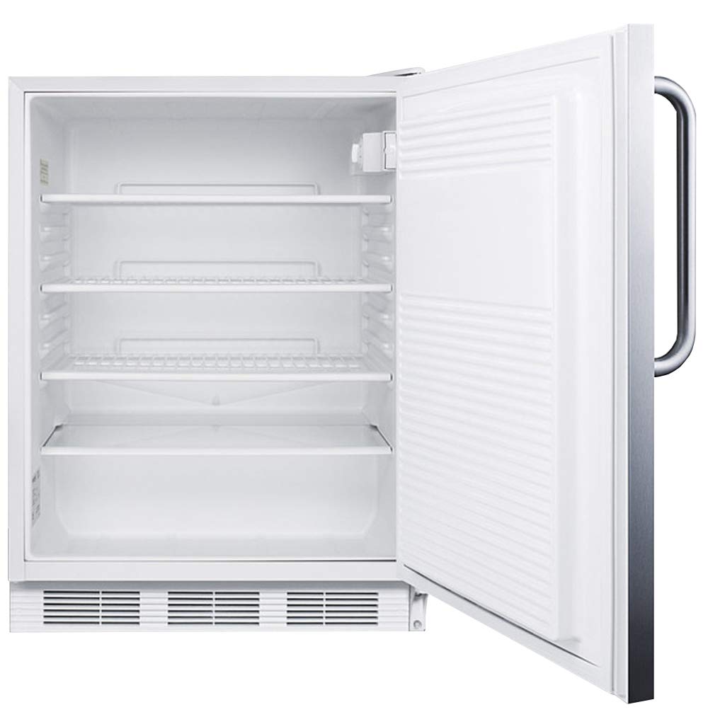 Summit Appliance FF7LWCSSADA Accucold Built-In Undercounter All-Refrigerator, 24" Wide, ADA Compliant, 5.5 cu.ft. Storage Capacity, Factory Installed Lock, Automatic Defrost, Towel Bar Handle - View 3 | Fridge.com