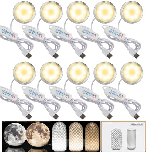 Kit lampada LED 001 tre colori per Bambu Lab Makerworld 3D stampato fai da te modello hardware pezzi di ricambio 5 V alimentazione USB, luce calda 3000 K (10)