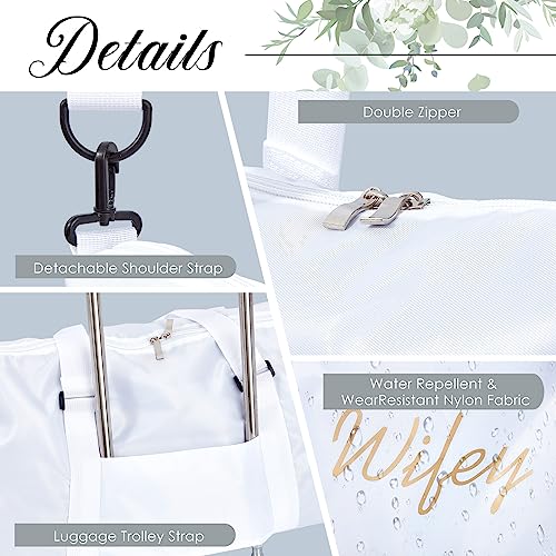 Sanwuta 2 Pcs Wifey Hubby Duffel Bag Set Wedding Waterproof Travel Bag Lightweight Weekender Bags For Women Men Large Gym Tote Bag Wedding Bridal Shower Honeymoon Gift For Party Organizer thumb #2