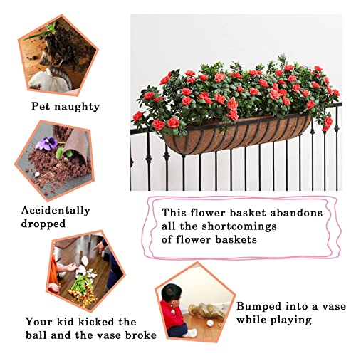 4 Pcs English Horse Trough Planter,24-Inch English Horse Trough Coco Planter Flat Iron Series Planter Boxes,Metal Wall-Mounted Half Moon Shaped Coconut Liner Planter Basket Hanging Planter Basket… #TOP5